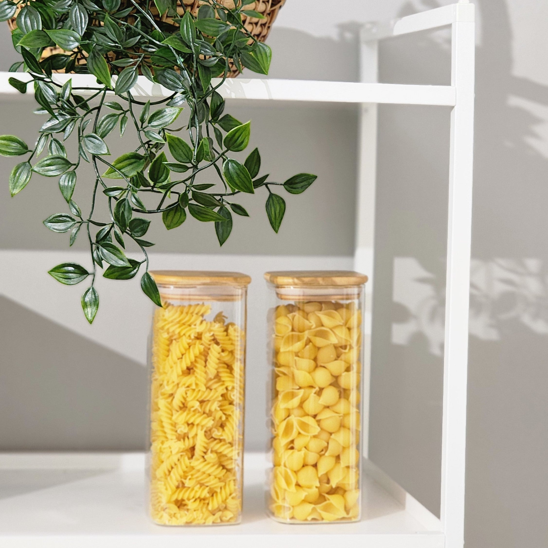 Glass Jars with Bamboo Lids - Transparent (Set of 2) | GET LABELS FOR FREE