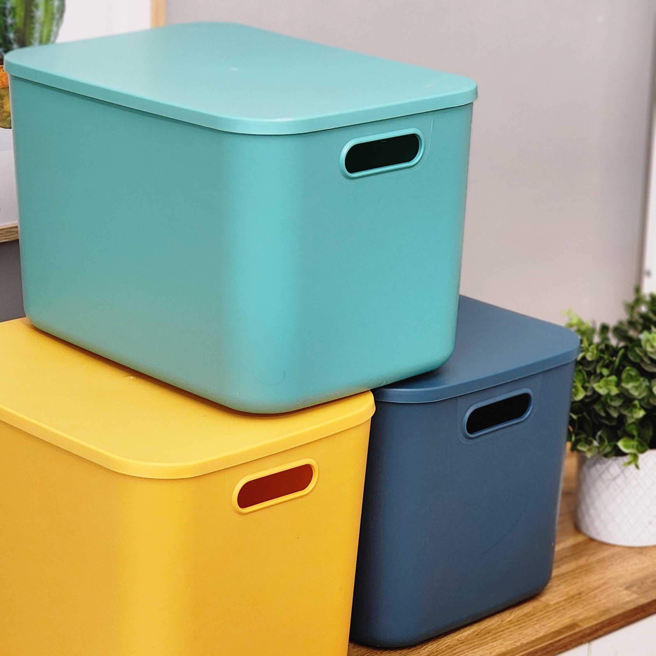 Pastel Stackable Bins with Lids - Large