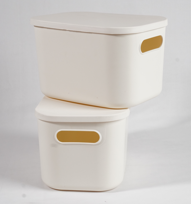 Multipurpose Stackable Bins with Lid - White | Small