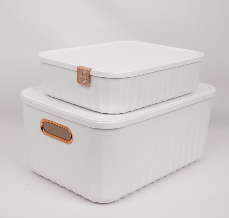 Premium Stackable Box with Lid - White | Large