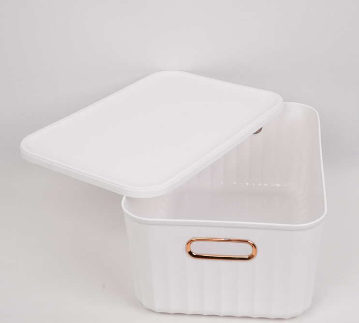 Premium Stackable Box with Lid - White | Large