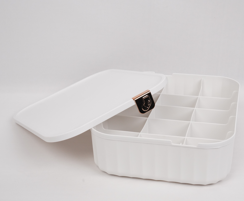 Premium Closet Organisers with Lid and Grids - White