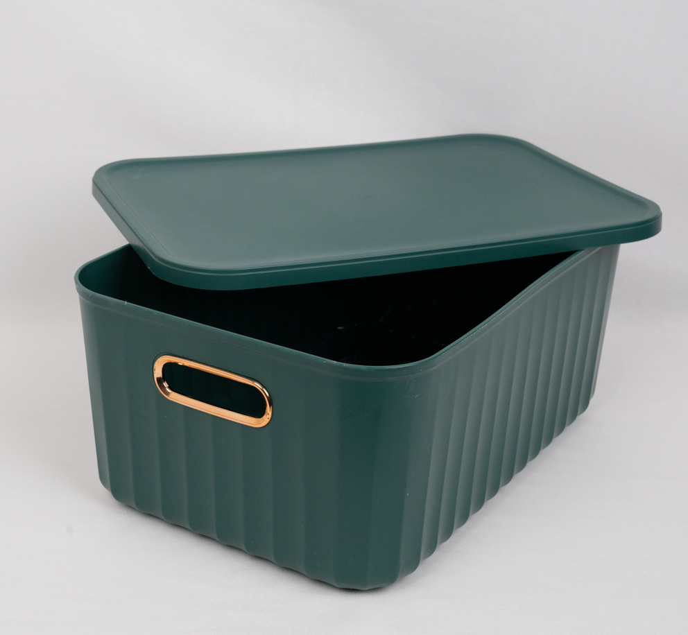 Premium Stackable Box with Lid - Emerald Green | Large