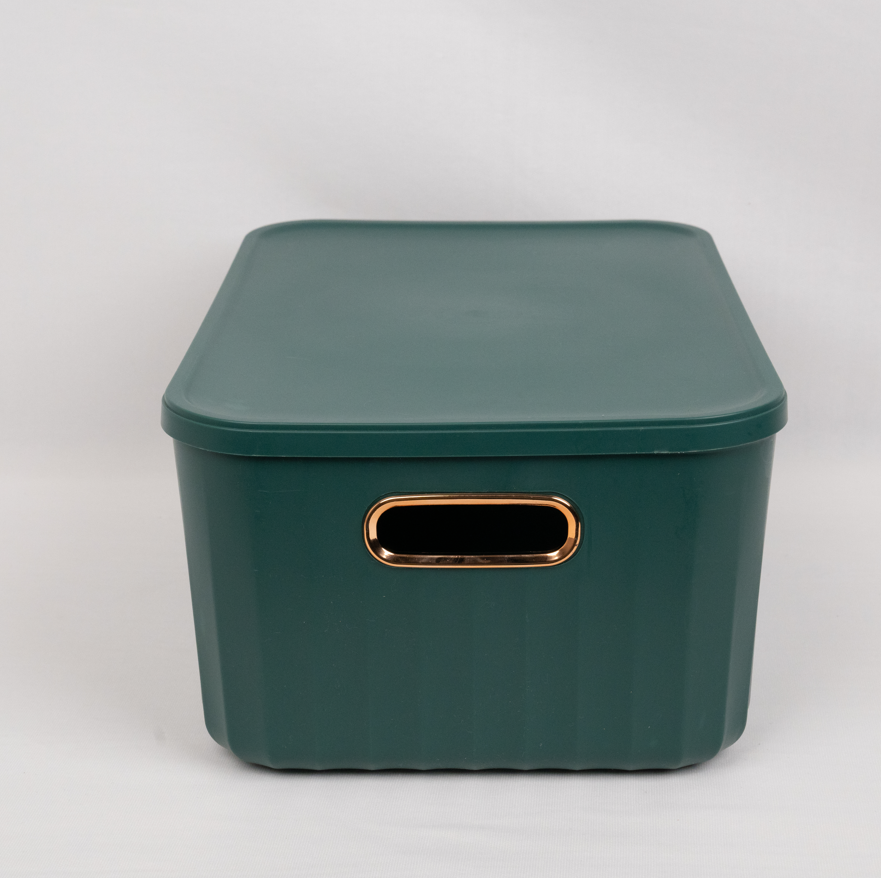 Premium Stackable Box with Lid - Emerald Green | Large