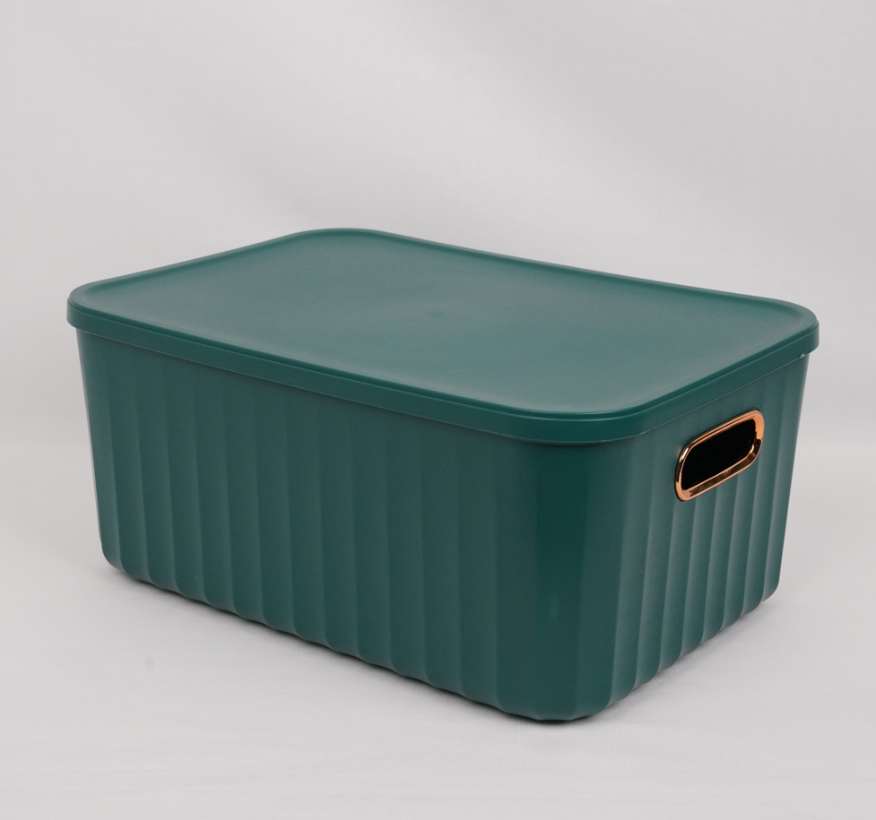 Premium Stackable Box with Lid - Emerald Green | Large