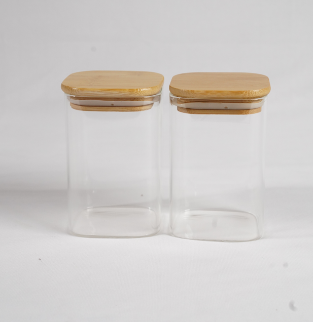 Glass Jars with Bamboo Lids - Transparent (Set of 2) | GET LABELS FOR FREE