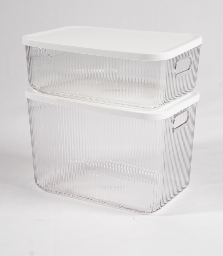 Multipurpose Ribbed Box with Lids - Semi-transparent | Medium