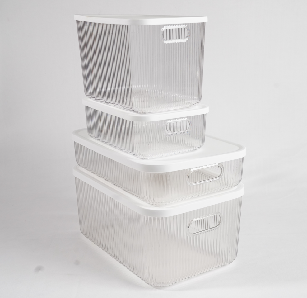 Multipurpose Ribbed Box with Lids - Semi-transparent | Extra Large