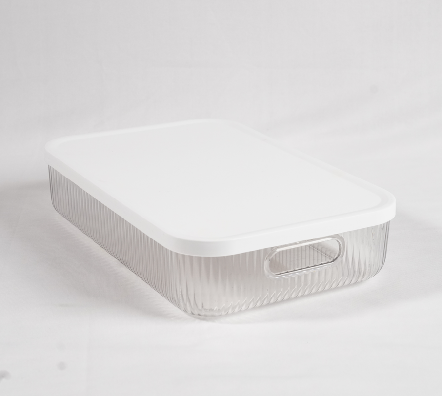 Multipurpose Ribbed Box with Lids - Semi-transparent | Large