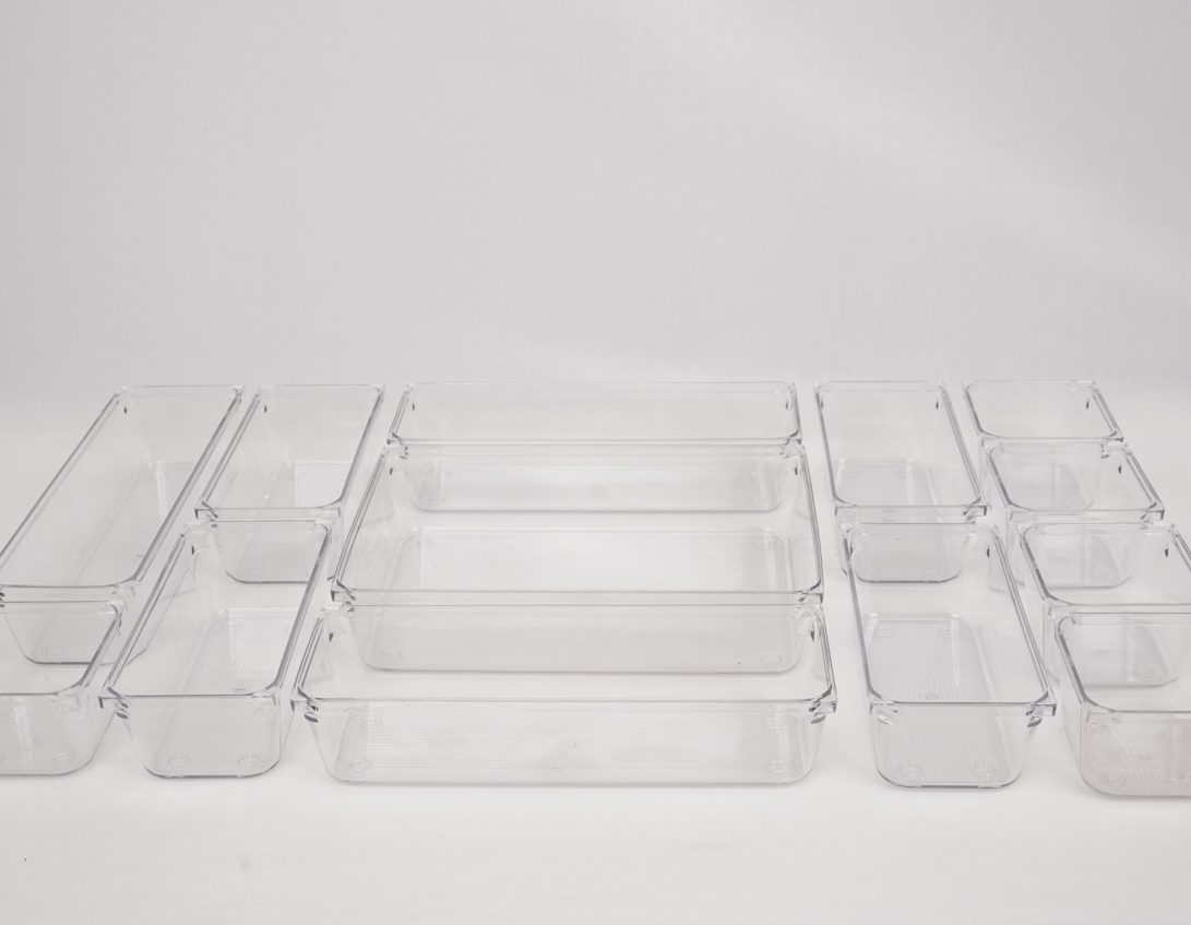 Multipurpose Drawer Organisers - Transparent (Set of 25)