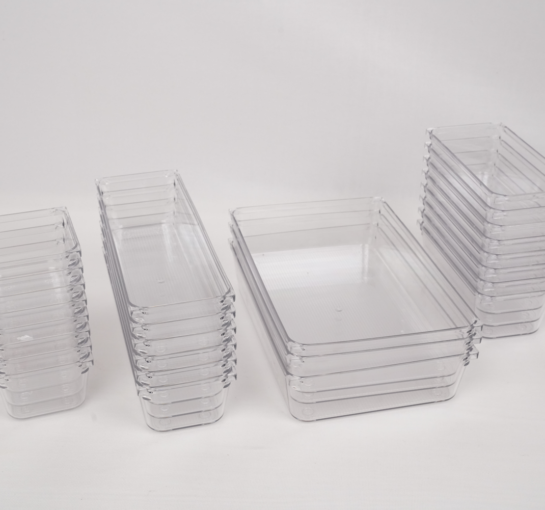 Multipurpose Drawer Organisers - Transparent (Set of 25)