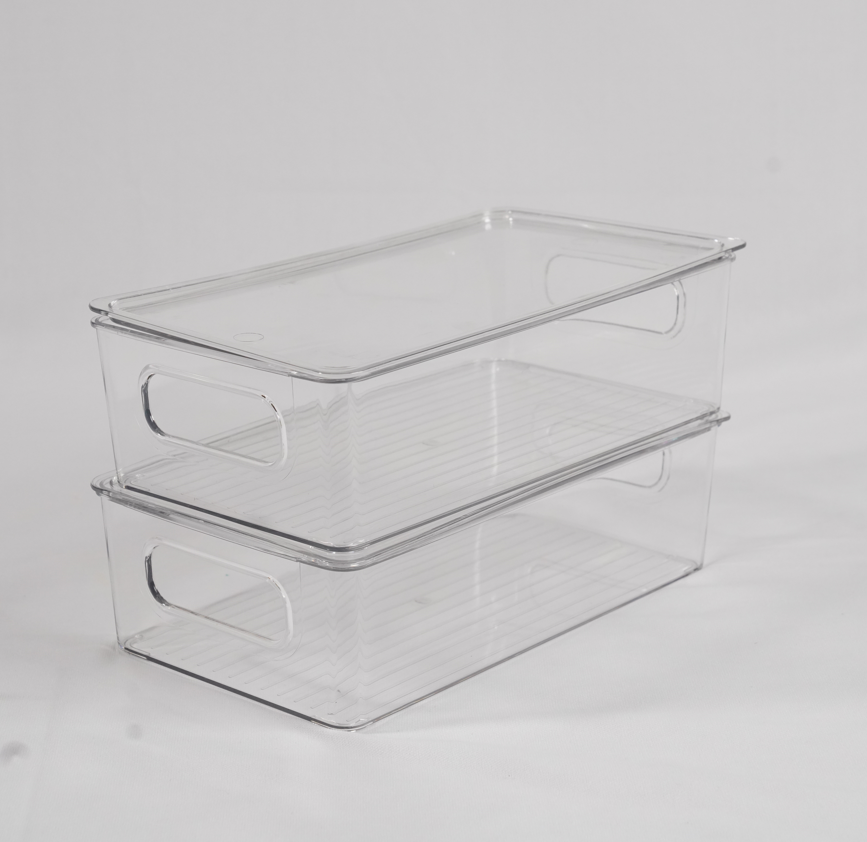 Stackable Fridge Organisers with Lids - Transparent (Set of 2)