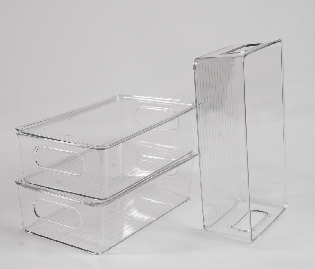 Stackable Fridge Organisers with Lids - Transparent (Set of 2)