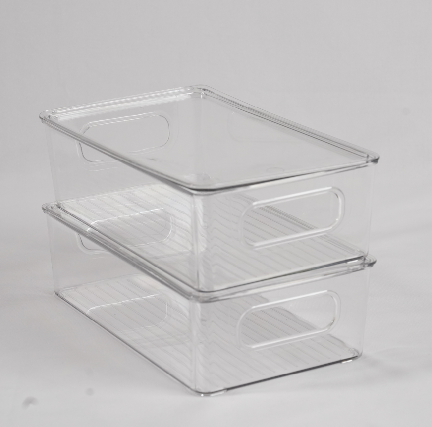 Stackable Fridge Organisers with Lids - Transparent (Set of 2)